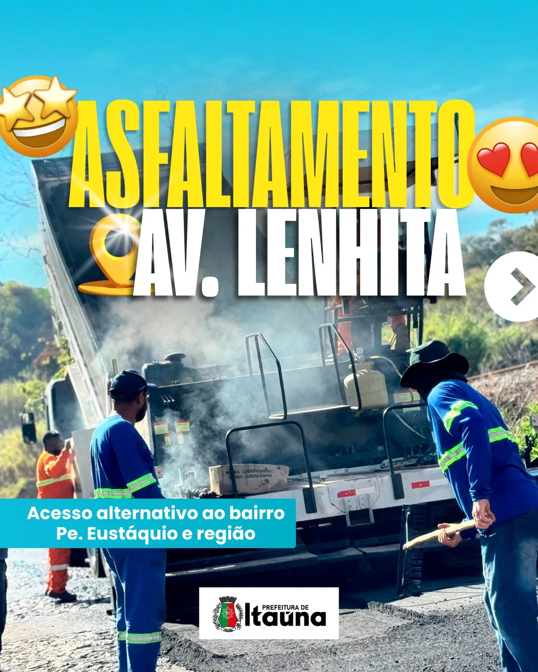 Obra de pavimentação asfáltica na Avenida Lenhita