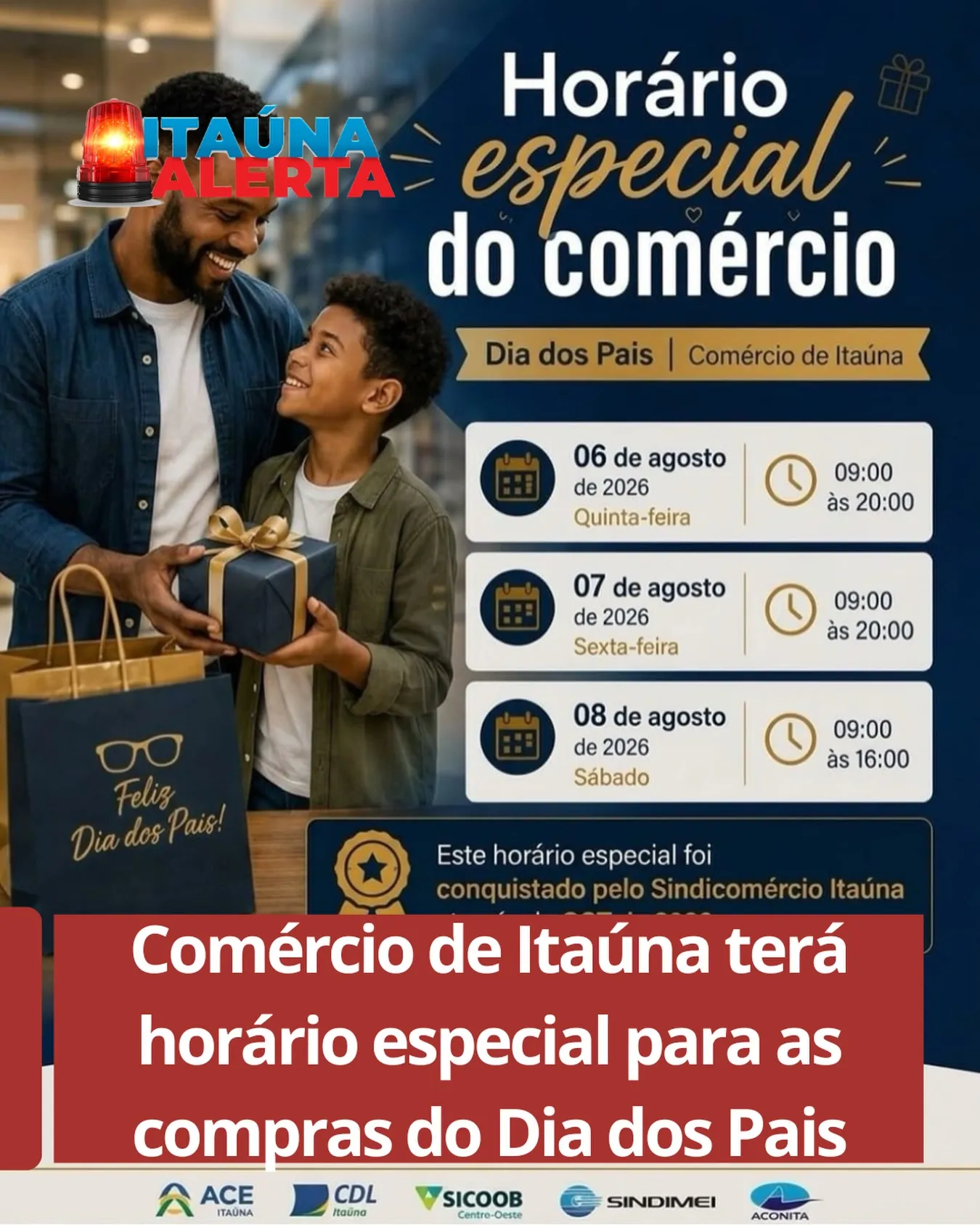 Horário especial do comércio para o Dia dos Pais