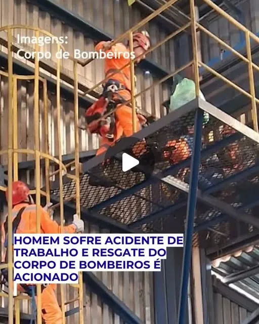Trabalhador sofre acidente e é resgatado pelos bombeiros
