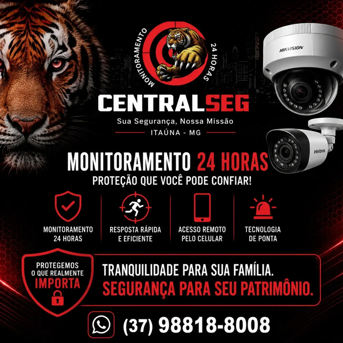 Centralseg: monitoramento de segurança 24 horas em Itaúna