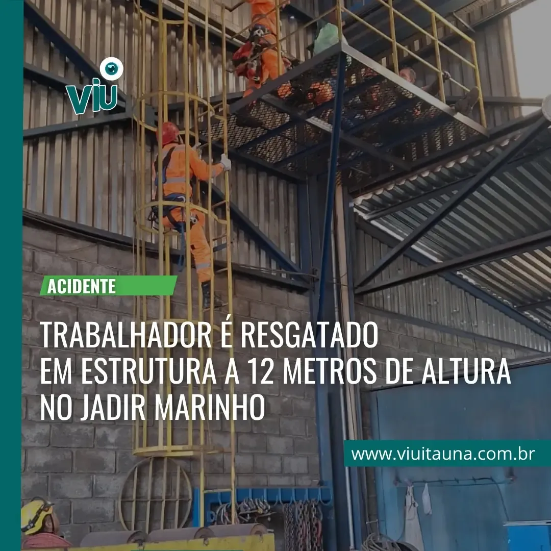 Trabalhador resgatado em altura no Jadir Marinho