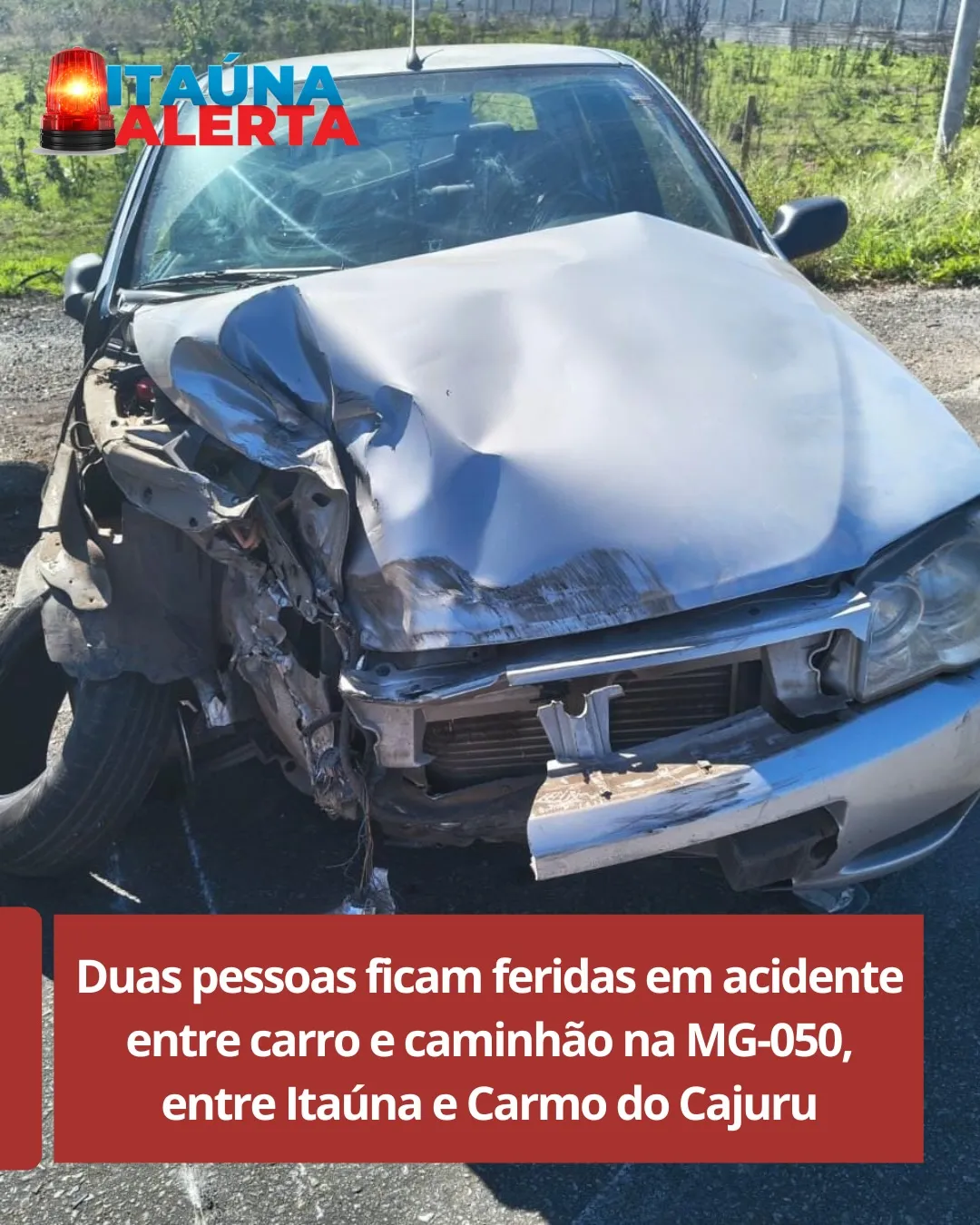 Acidente entre carro e caminhão deixa dois feridos na MG-050