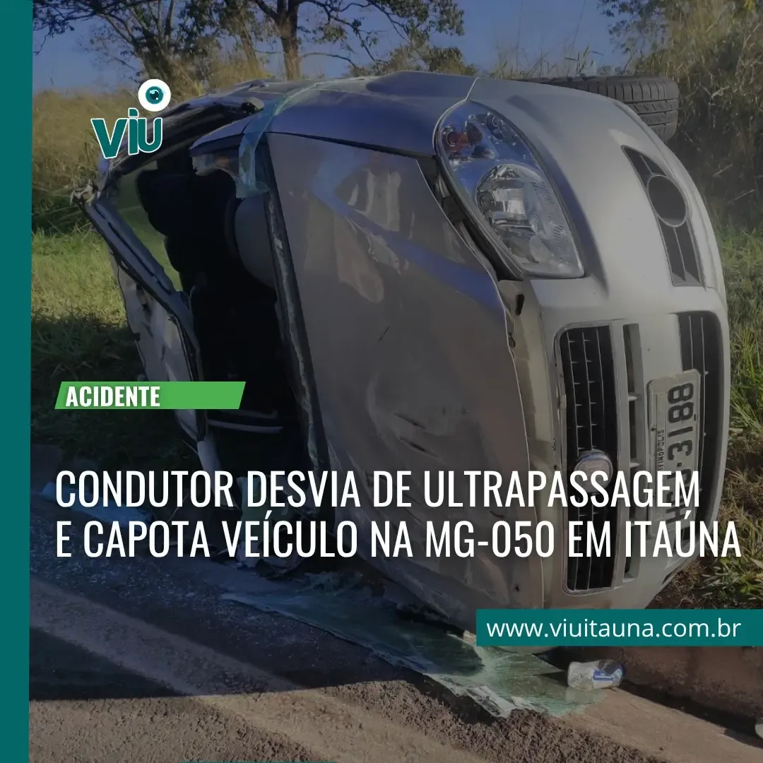 Acidente na MG-050: carro capota após desviar de ultrapassagem