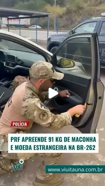 PRF apreende 91 kg de maconha na BR-262, em Betim