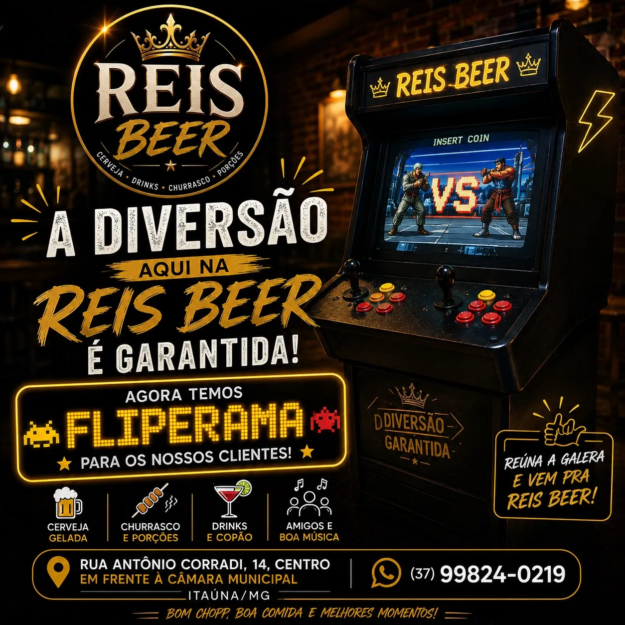Reis Beer: Fliperama, Chopp e Espetinhos no Santa Cruz