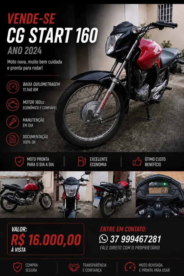 Honda CG160 Start 2024 – Pouco rodada