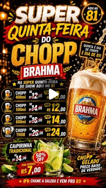 Super Quinta-feira do Chopp no 81 Storys Bar