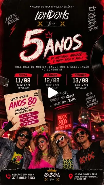 Festa Anos 80 celebra 5 anos do London's Bar