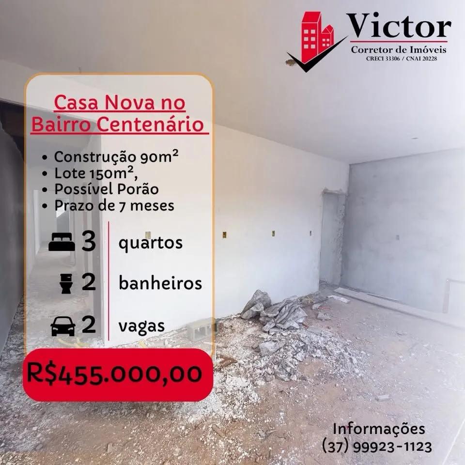Casa 3 quartos à venda no Centenário, 90 m²