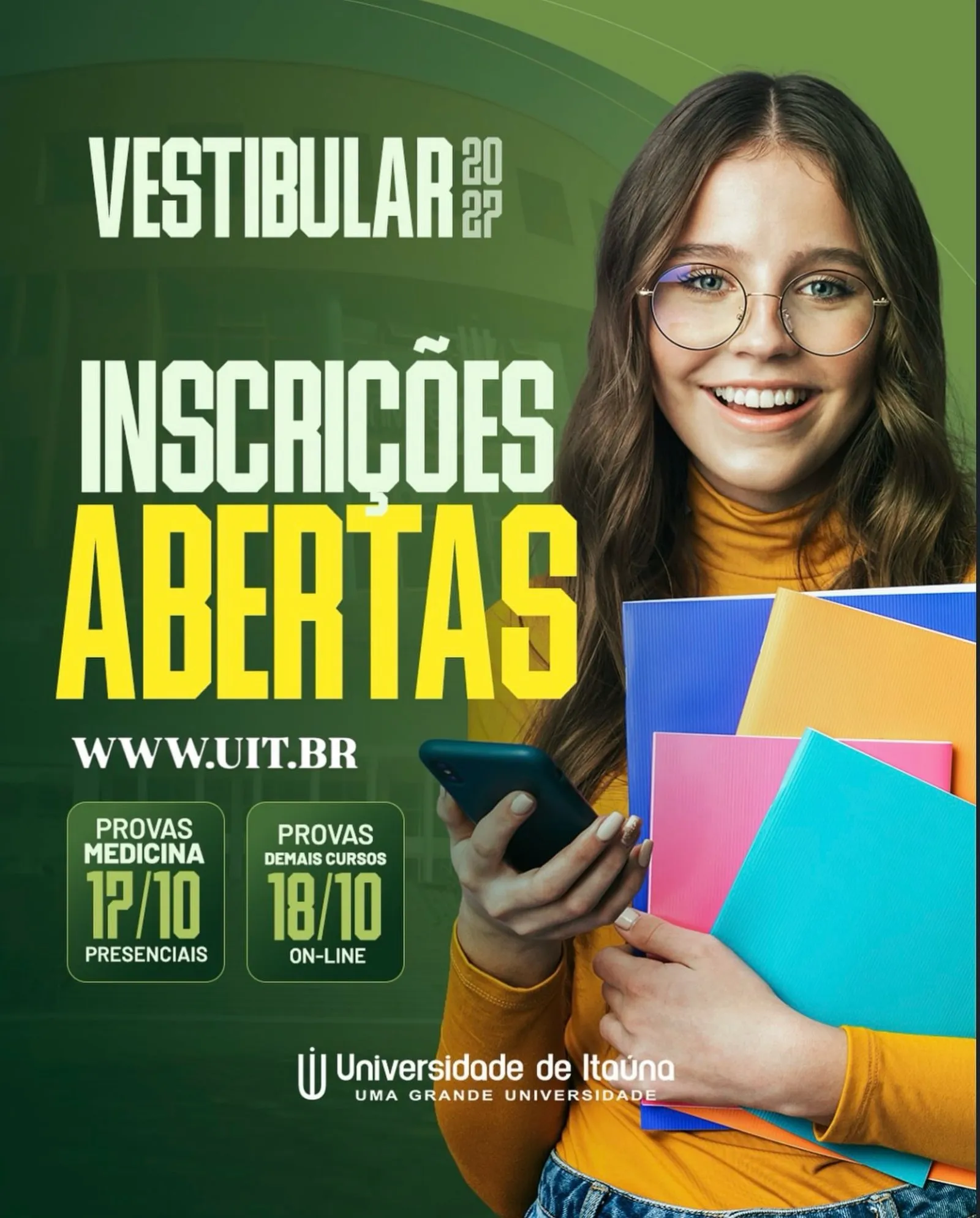 Inscrições abertas para o Vestibular 1/2027 da UIT