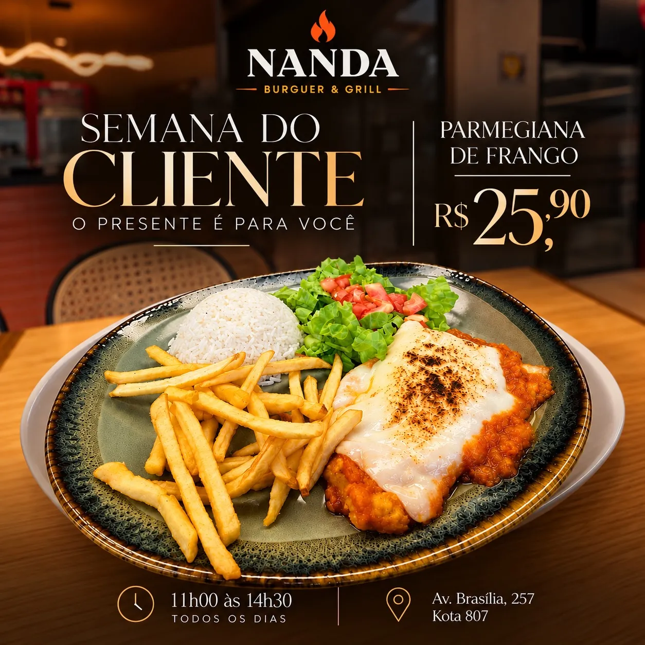Semana do Cliente – Parmegiana de Frango no Burguer & Grill
