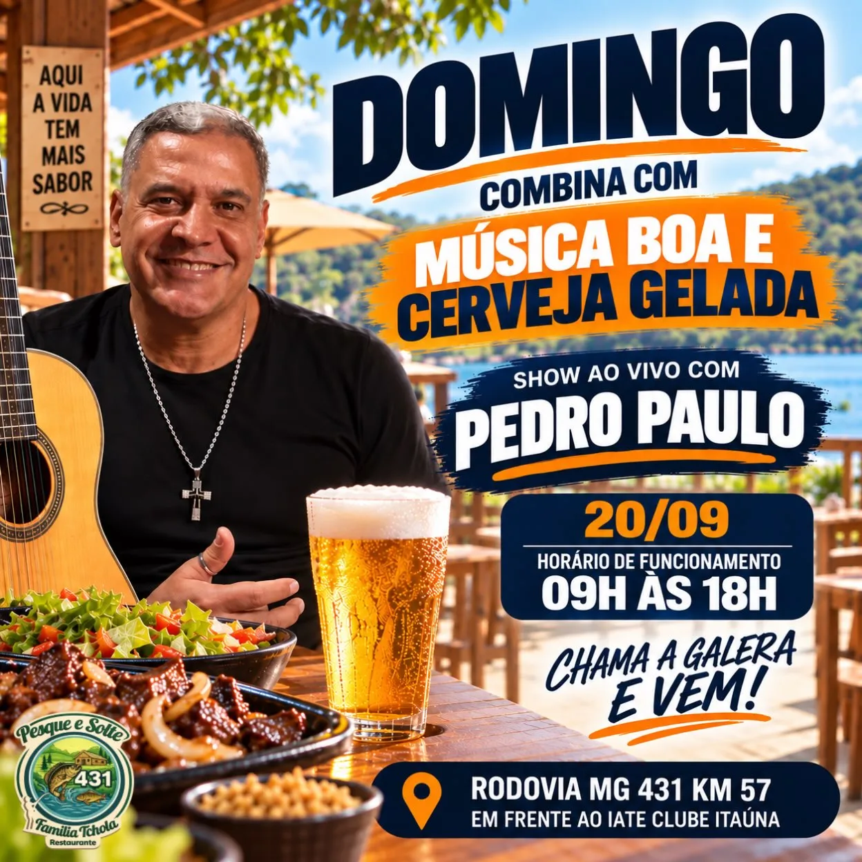 Show ao vivo com Pedro Paulo neste domingo