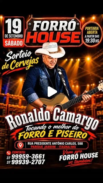 Show de Ronaldo Camargo no Forró House, sábado
