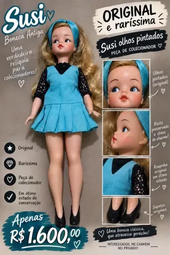 Boneca antiga e raríssima - Susi olhos pintados