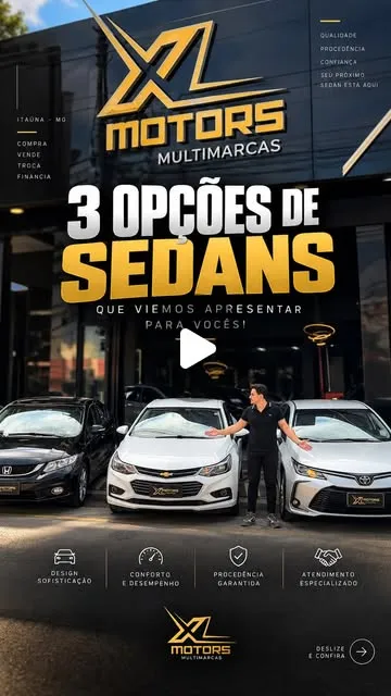 Civic, Cruze e Corolla: sedans disponíveis na XL Motors