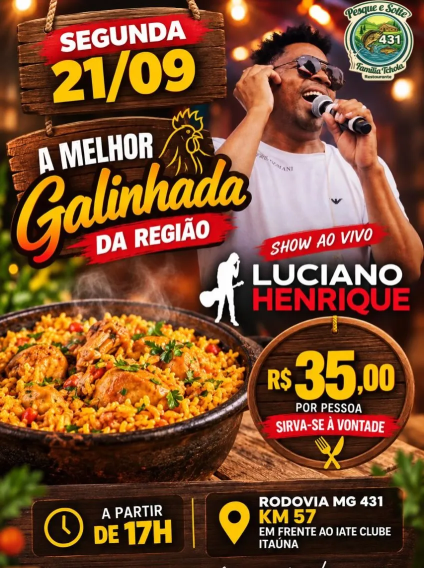 Galinhada com show ao vivo no Pesque e Solte