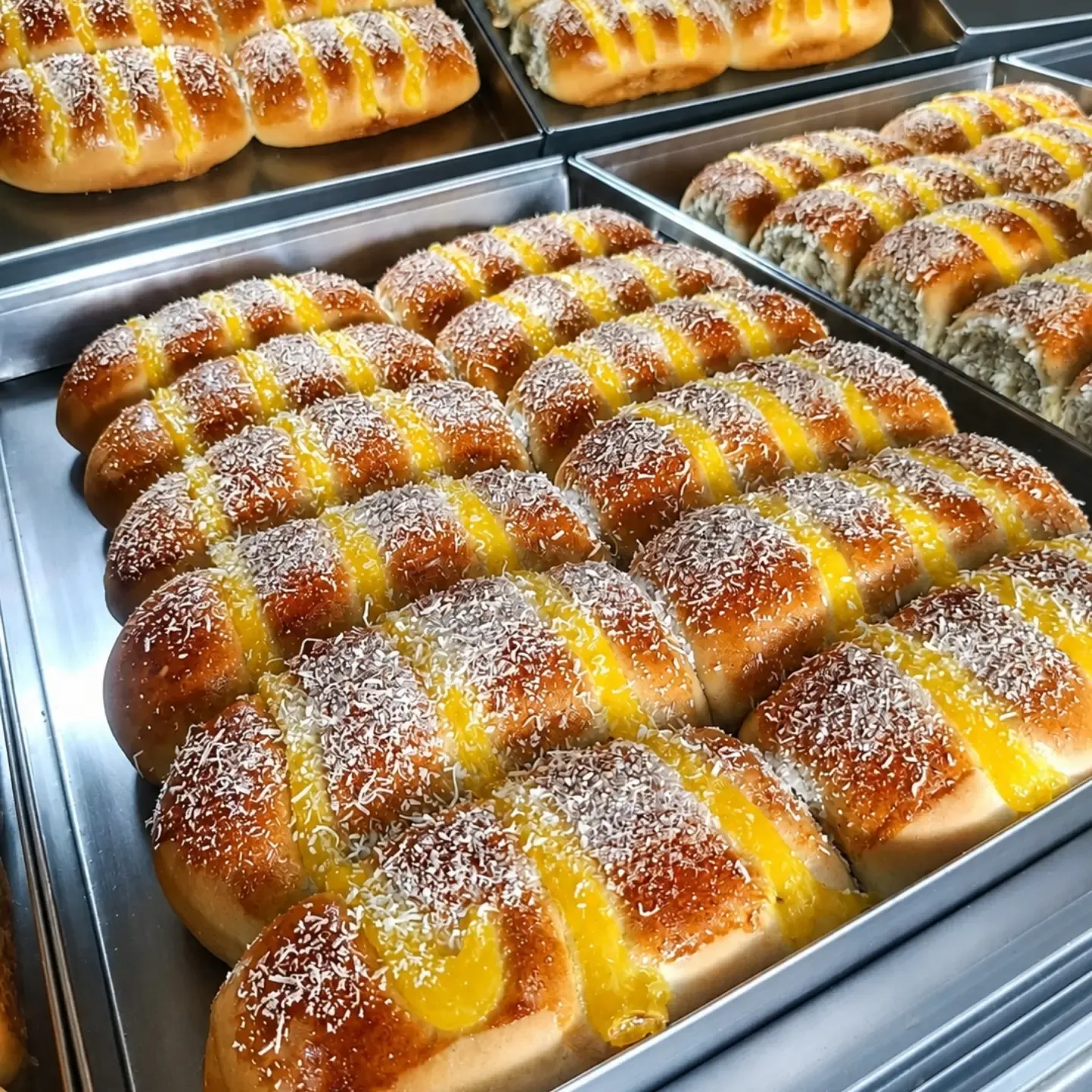 Pão doce com creme fresquinho na Padaria Ponto do Trigo