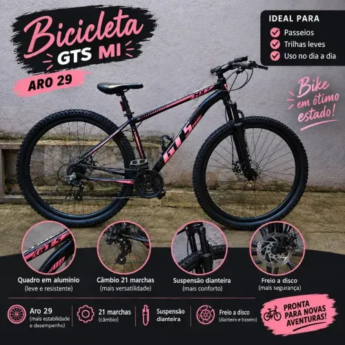 Bicicleta GTS M1 Aro 29 21 Marchas Freio a Disco