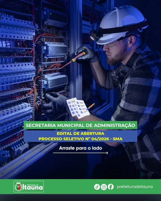 Prefeitura de Itaúna abre inscrições para Processo Seletivo Simplificado 04/2026