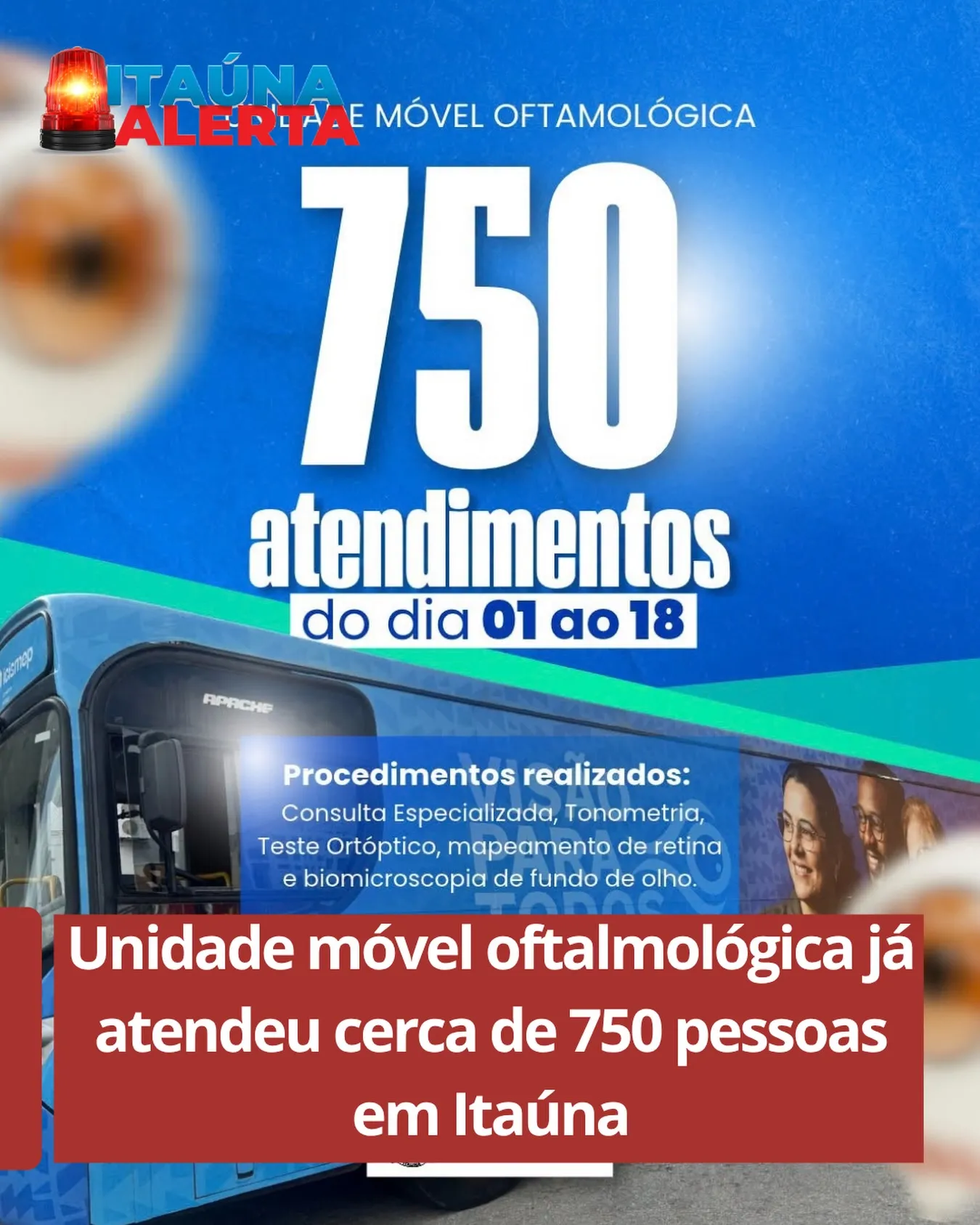 Unidade móvel oftalmológica retorna dia 28 de setembro