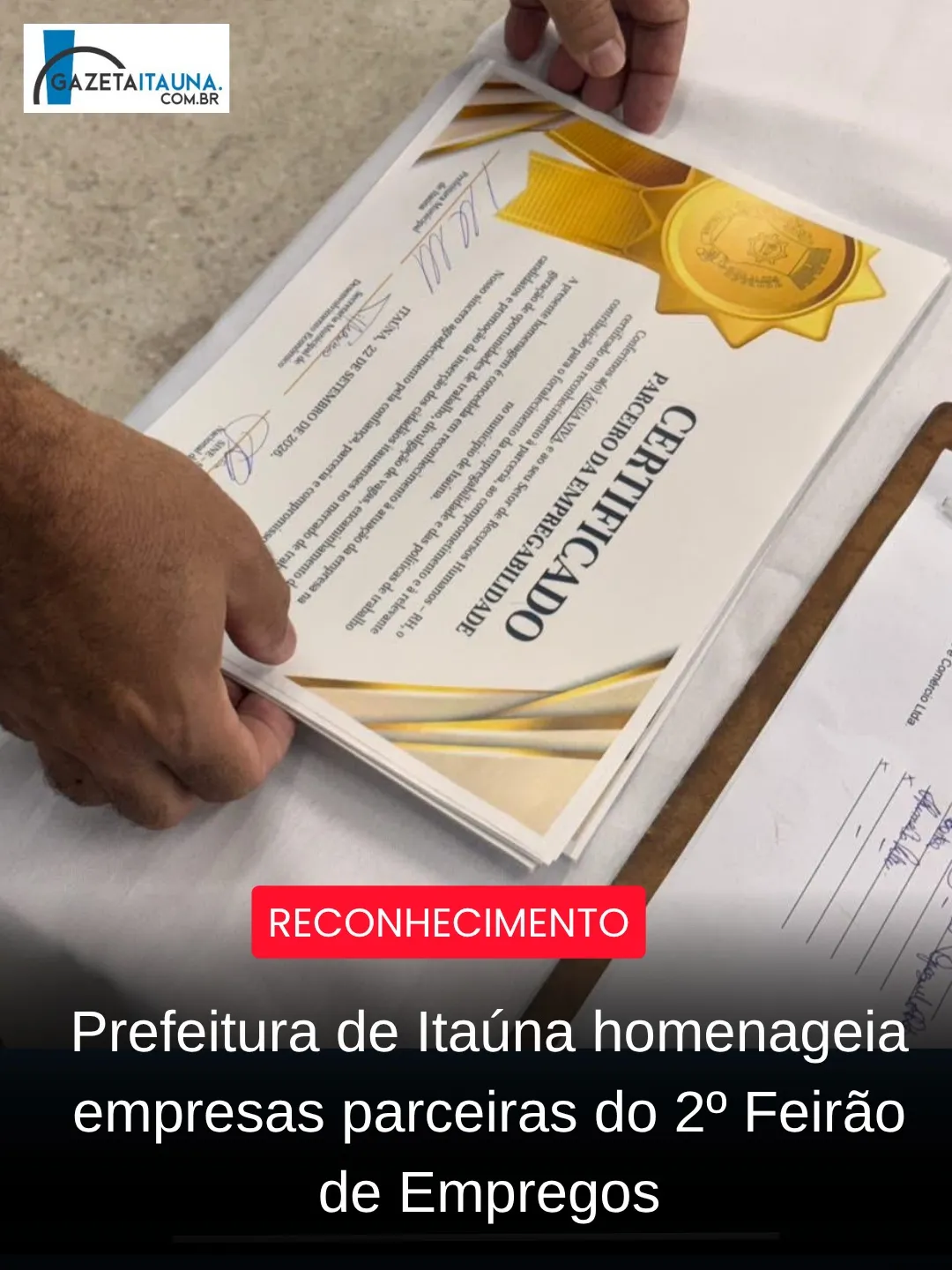 Prefeitura entrega certificados a parceiros do 2º Feirão de Empregos