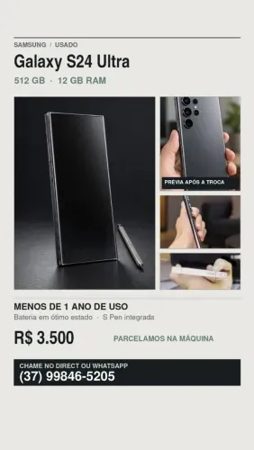 Samsung S24 ultra - vendo ou aceito troca em macbook