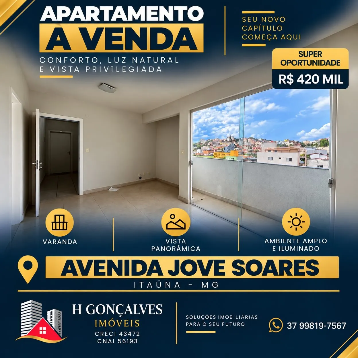 Apartamento 3 quartos com suíte e 2 vagas próximo à Prainha