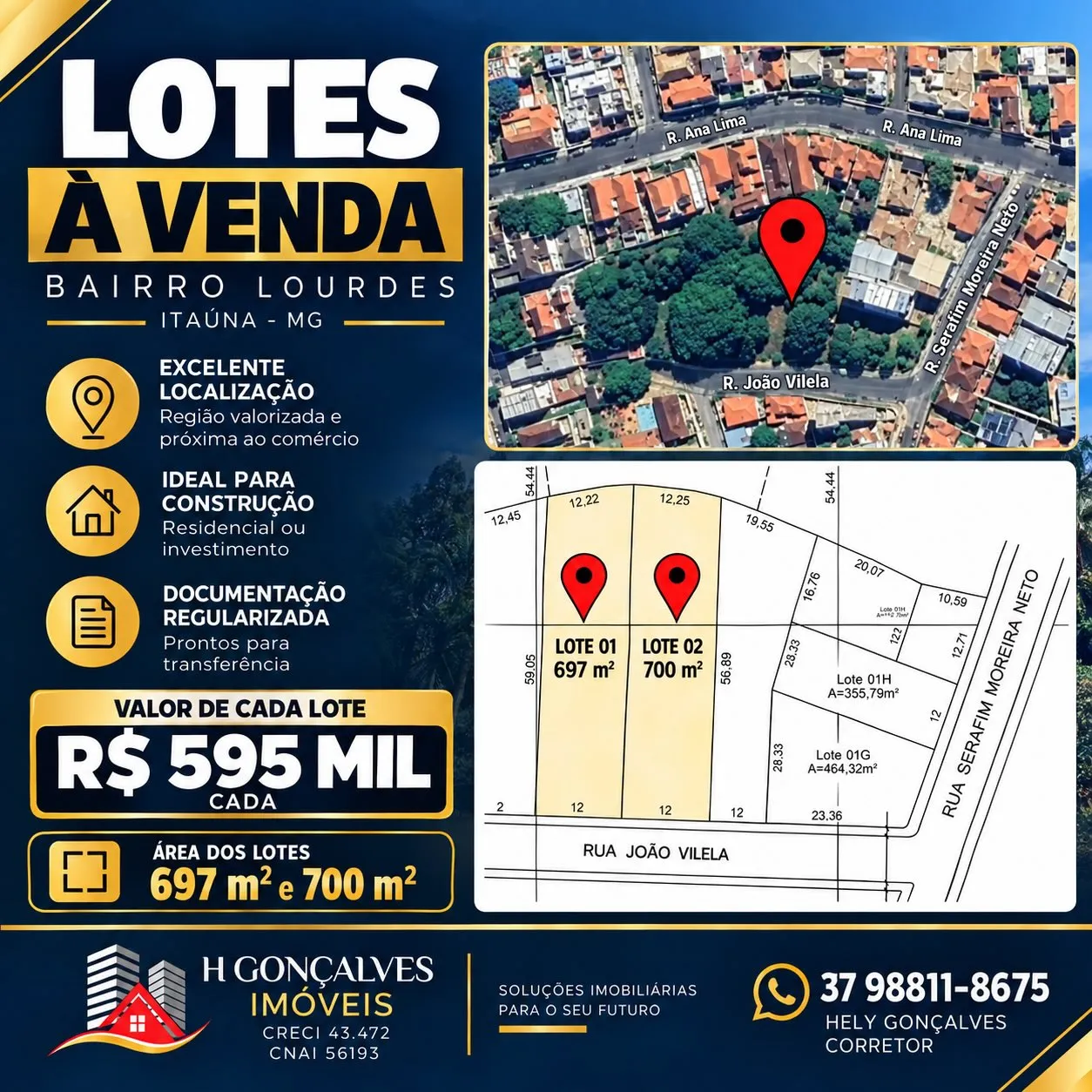 Lotes à venda no Bairro Lourdes – 697 m² e 700 m²