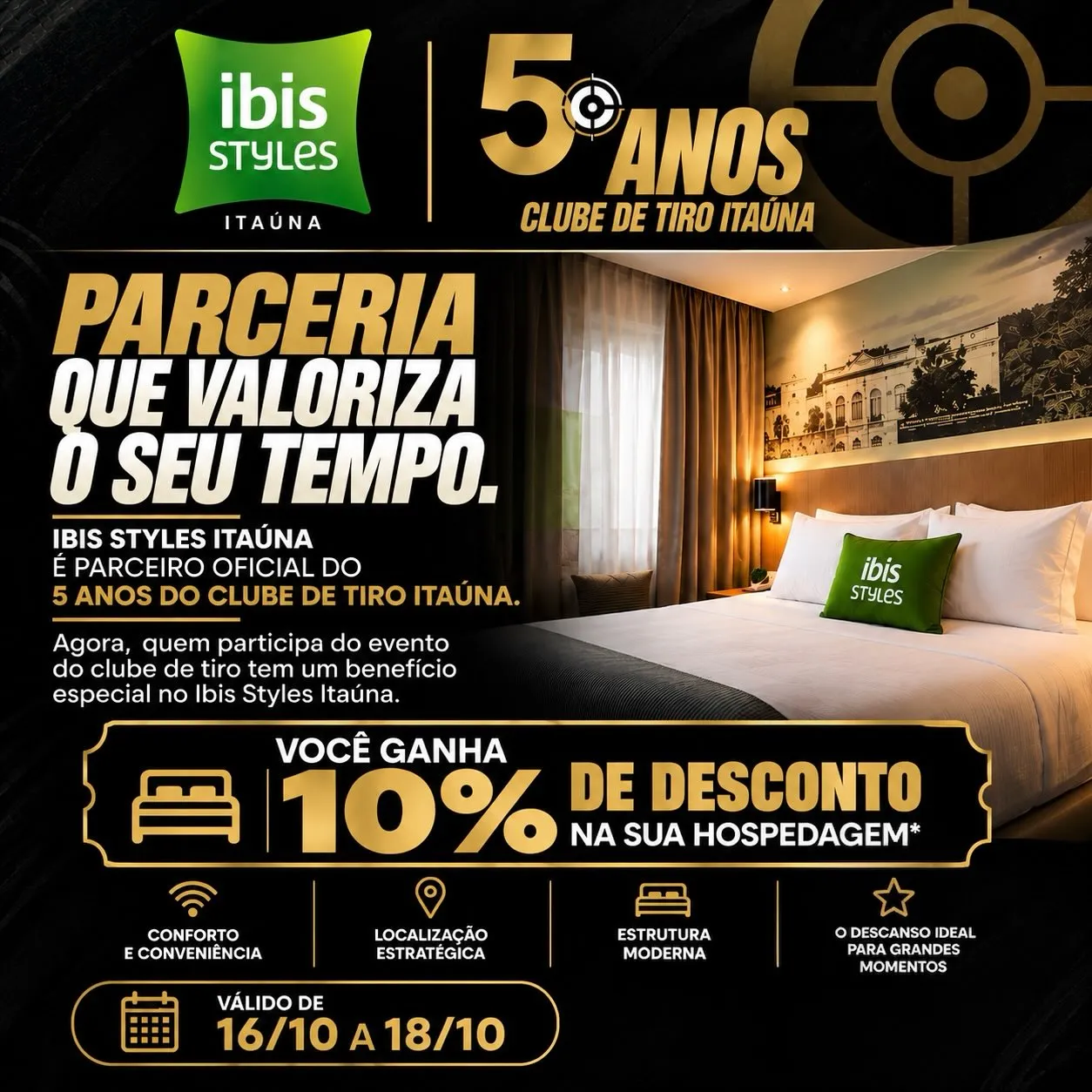 Ibis Styles Itaúna: 10% off para evento do Clube de Tiro