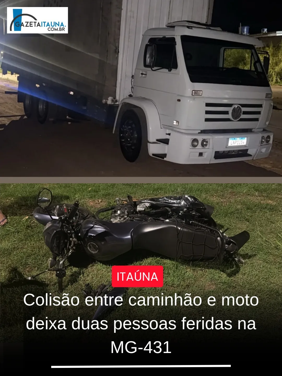 Acidente na MG-431 em Itaúna deixa dois feridos