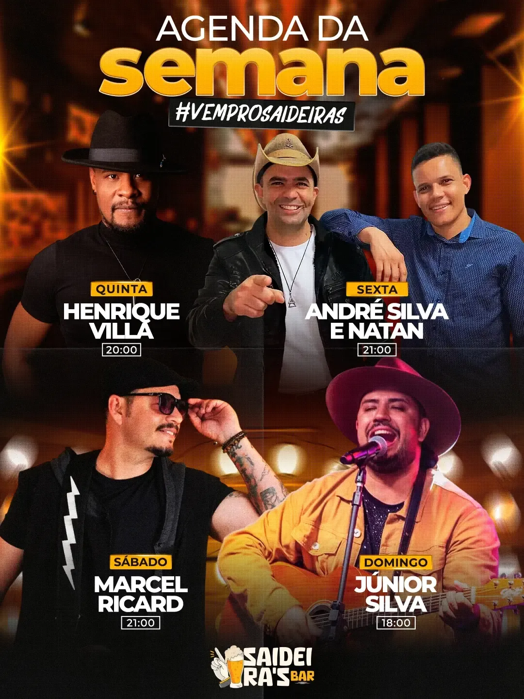 Saideira's Bar – Música ao vivo quinta a domingo