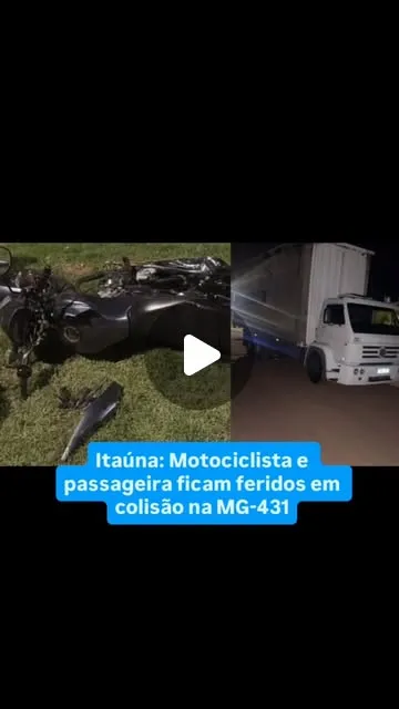 Acidente entre moto e caminhão na MG-431 deixa dois feridos