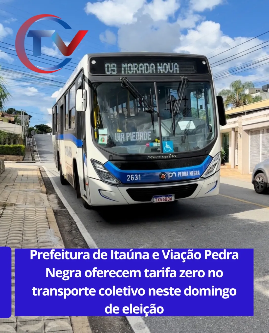 Tarifa zero no transporte coletivo de Itaúna no dia da eleição
