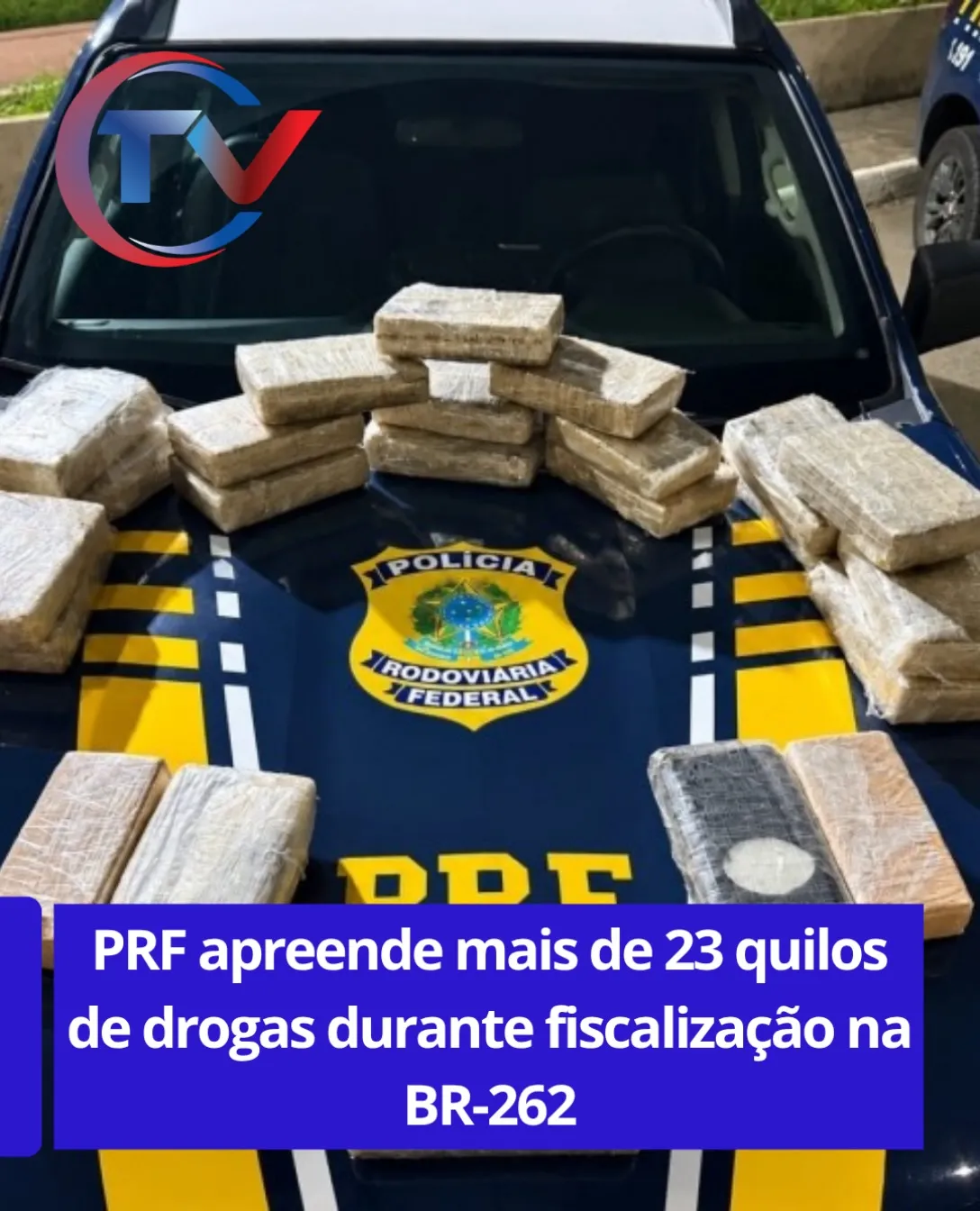 PRF apreende 23 kg de drogas na BR-262 em Florestal