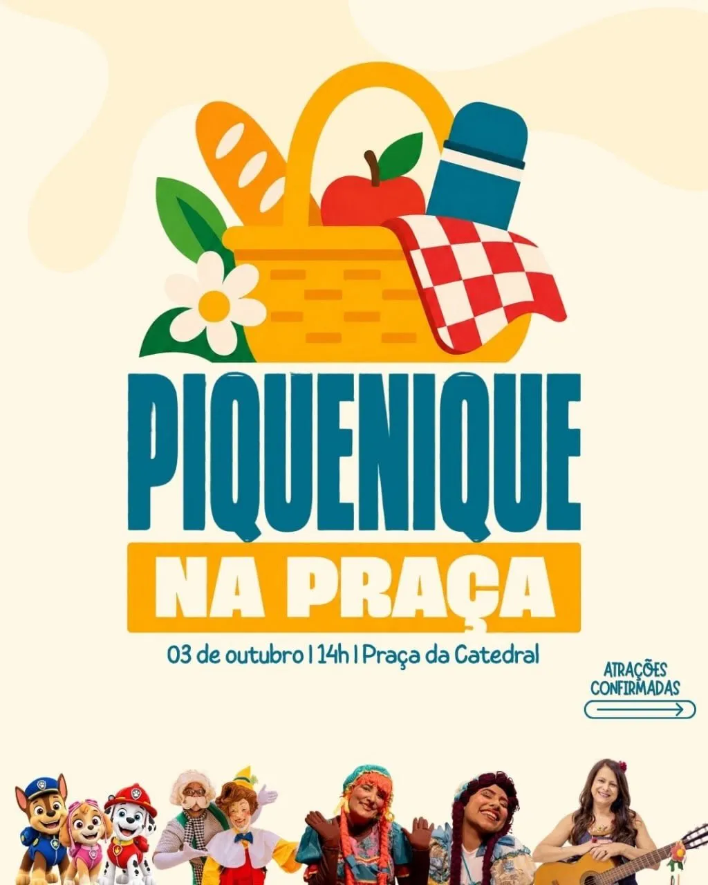 Piquenique na Praça com Patrulha Canina e Pinóquio