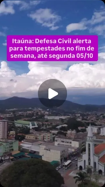 Alerta da Defesa Civil para chuvas intensas em Itaúna