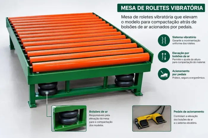 MESA DE ROLETES VIBRATÓRIA