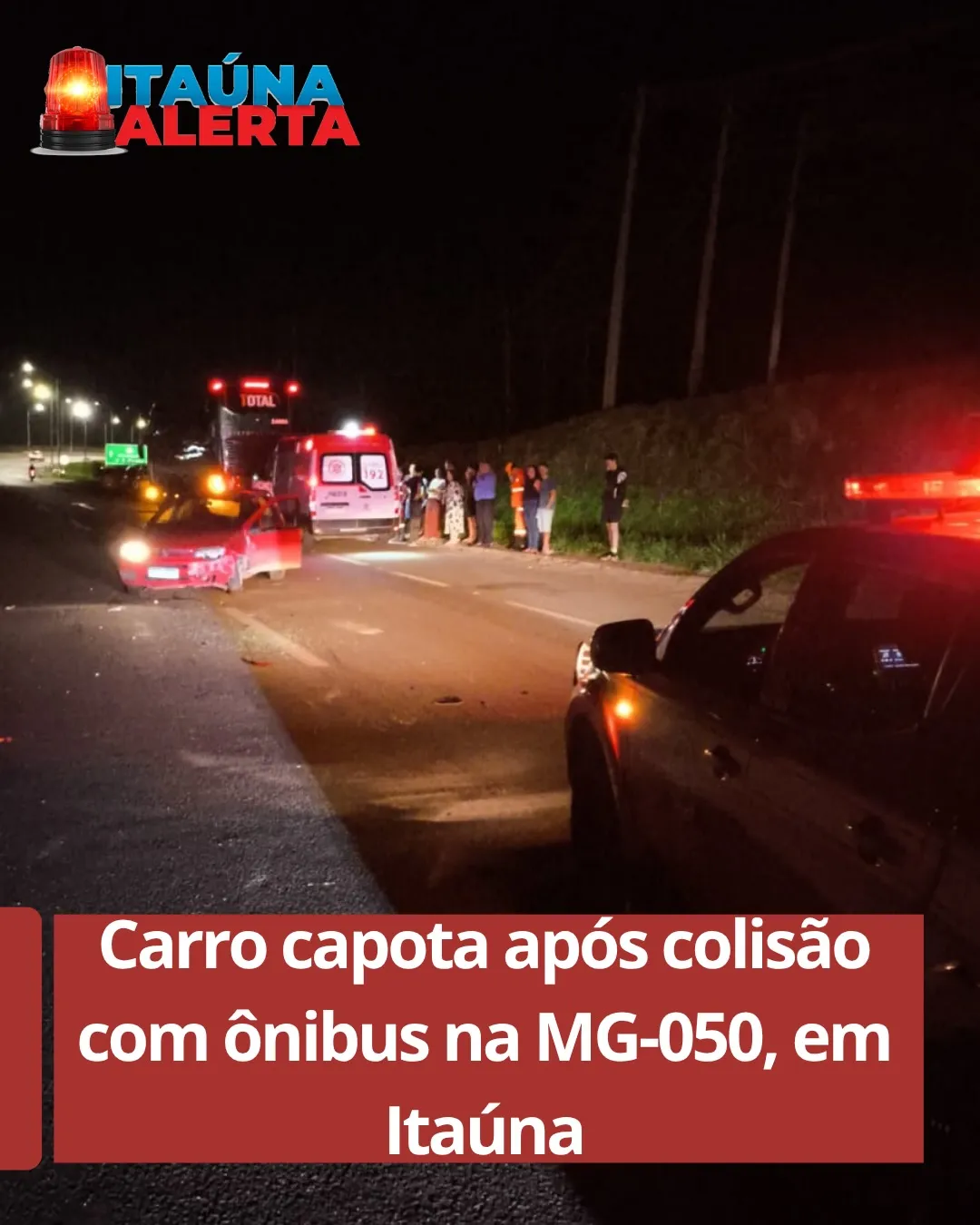 Fiat Palio capota após colidir com ônibus na MG-050