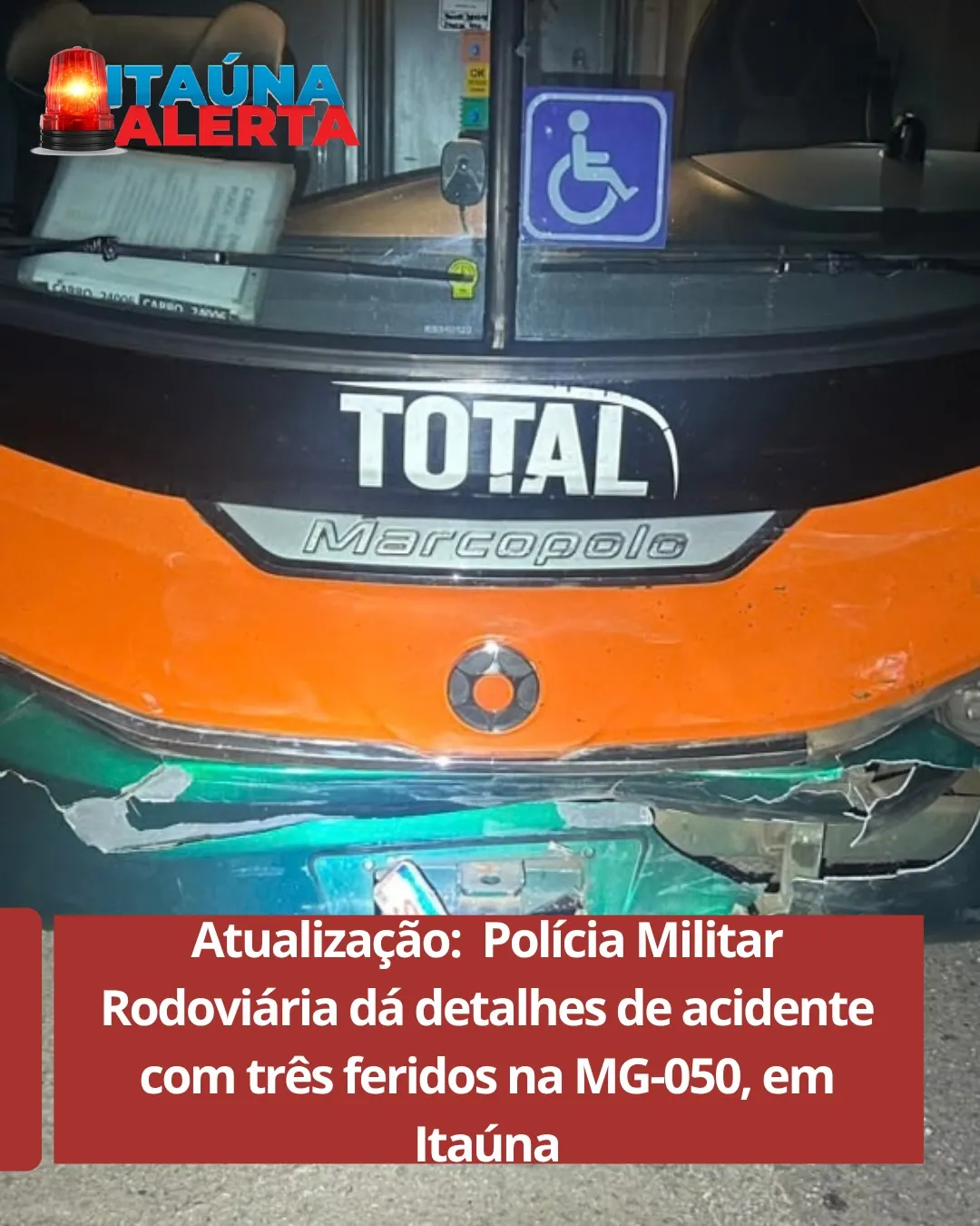 Colisão entre ônibus e Fiat Palio deixa três feridos na MG-050
