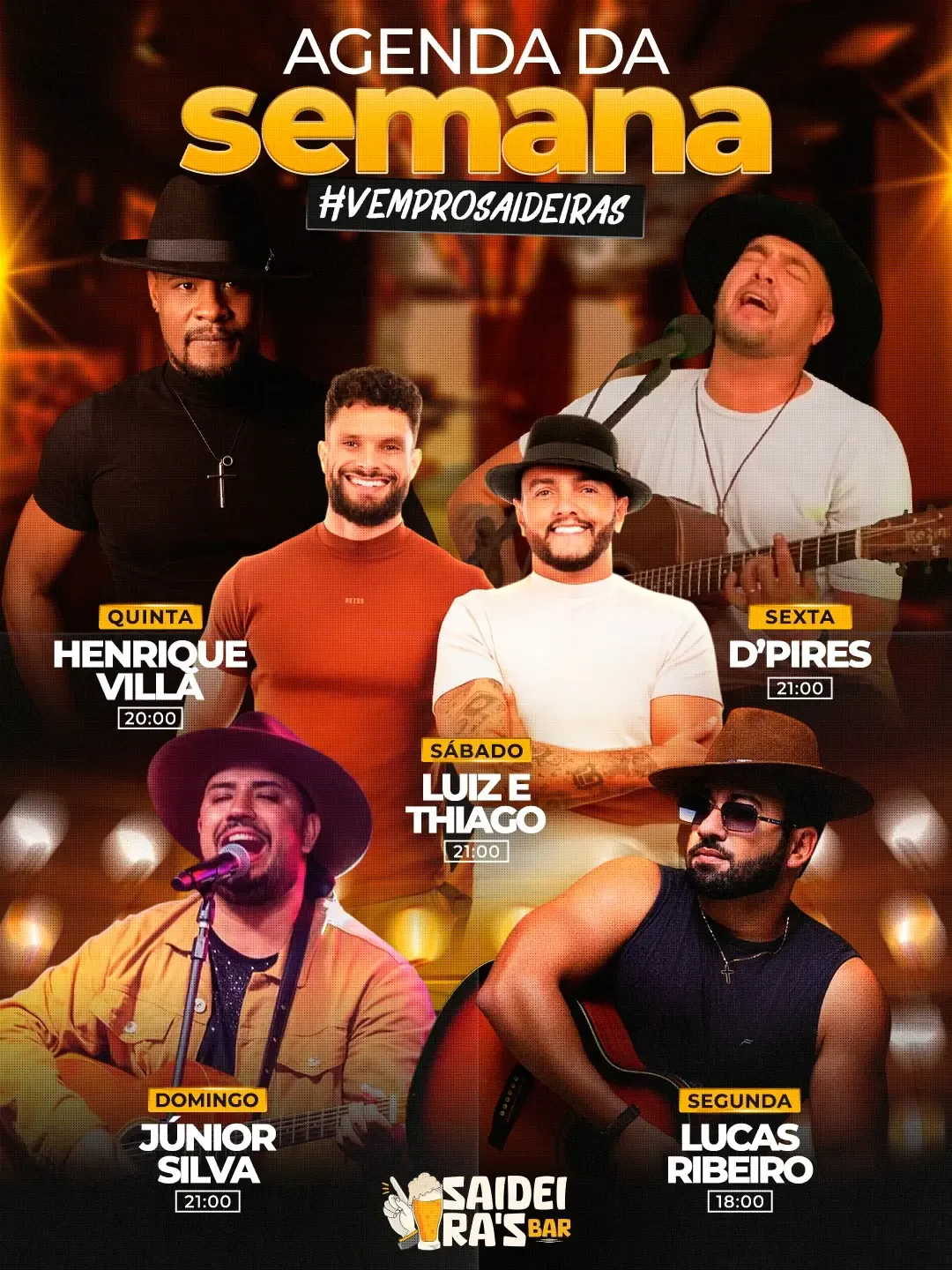Música ao vivo no Saideira's Bar – quinta a segunda
