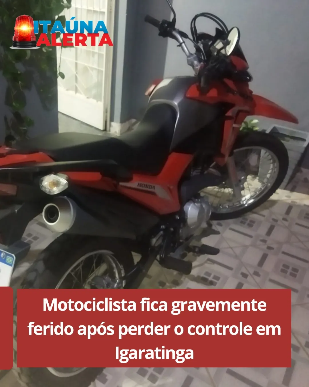 Motociclista fica gravemente ferido em acidente na MG-430, em Igaratinga