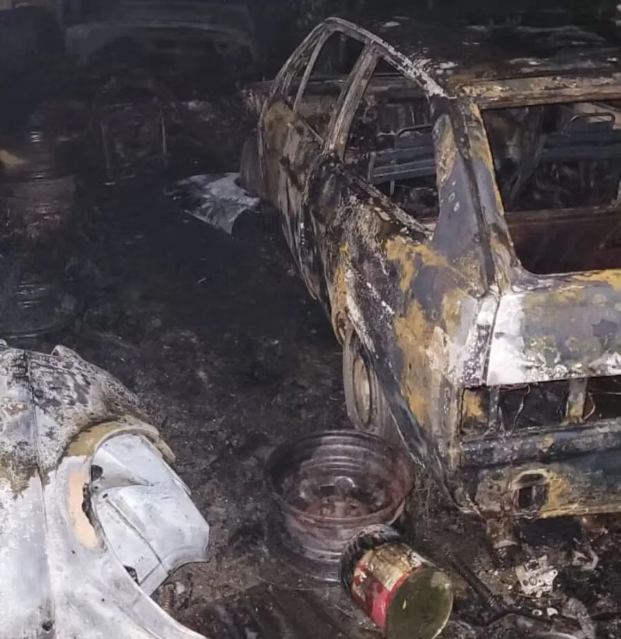 Incêndio em vegetação se espalha e atinge oficina mecânica