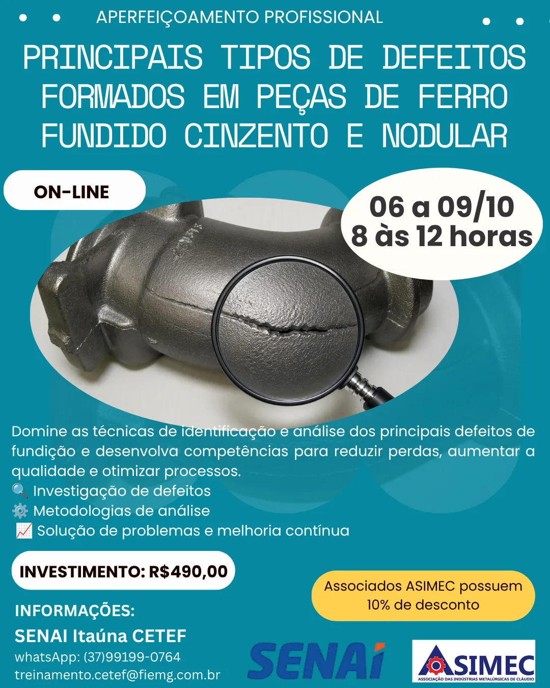 Cursos de Fundição no SENAI Itaúna — Outubro