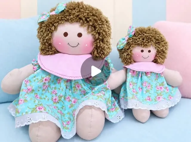 Bonecas de pano mãe e filha feitas à mão por Artesanatos JM
