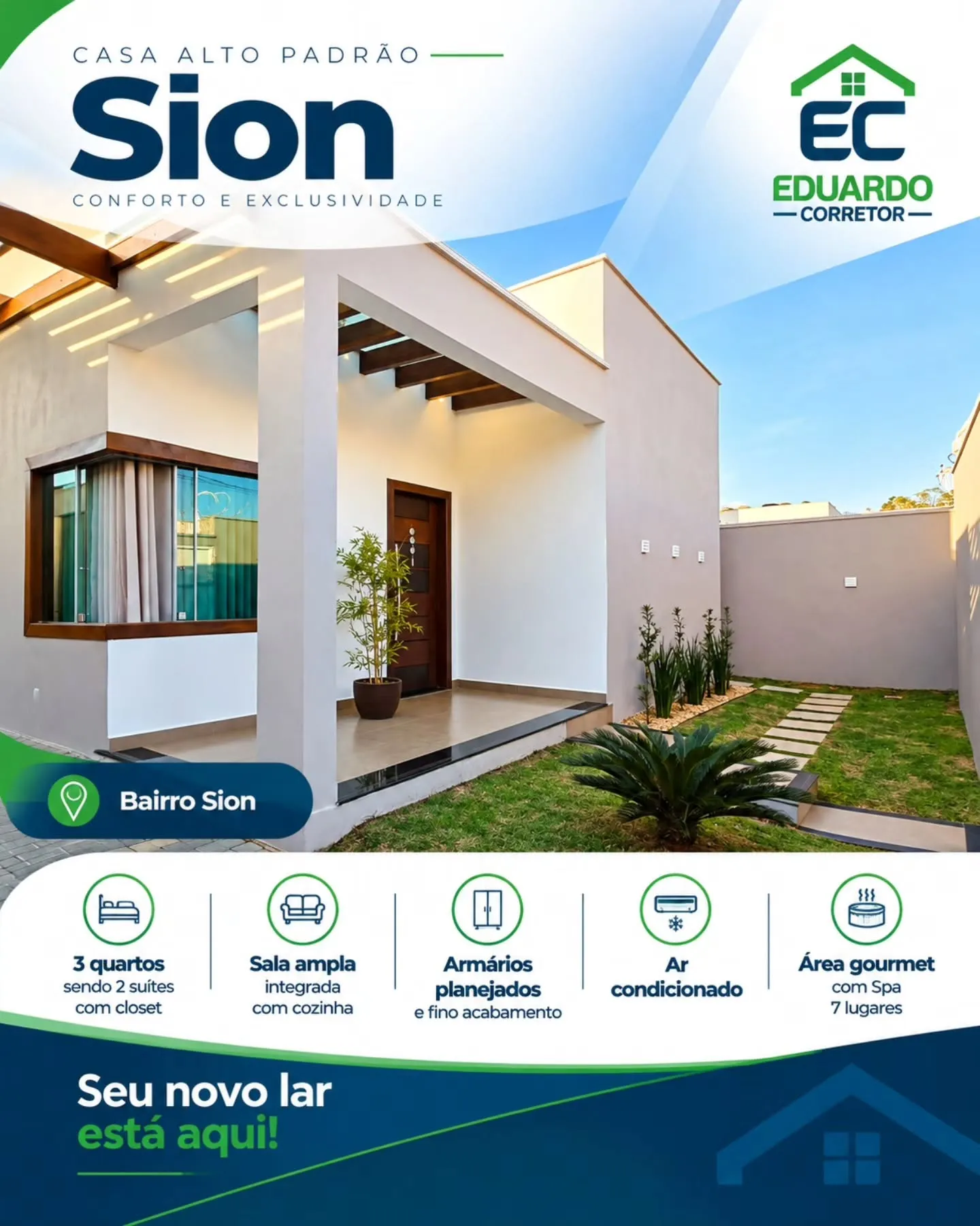 Casa de alto padrão 3 quartos no Bairro Sion