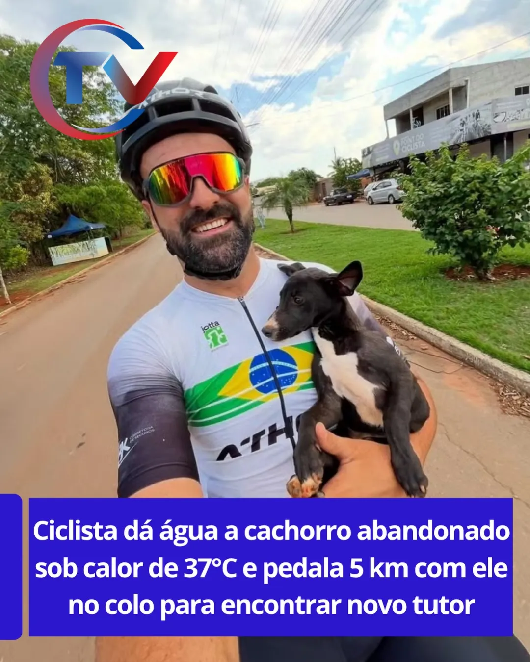 Ciclista resgata cachorro abandonado no Cerrado