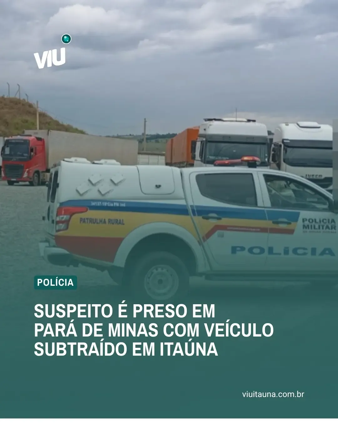 Suspeito preso com veículo roubado em Pará de Minas