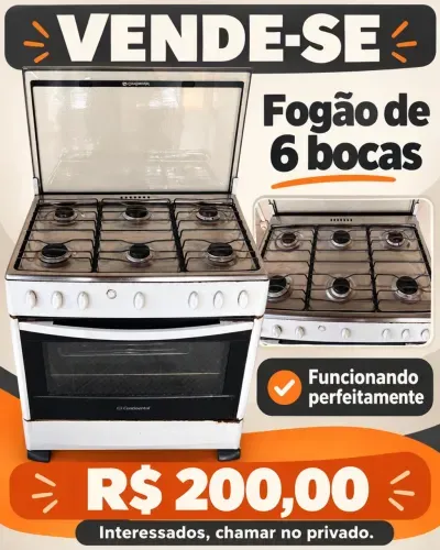 Fogão de 6 bocas funcionando perfeitamente