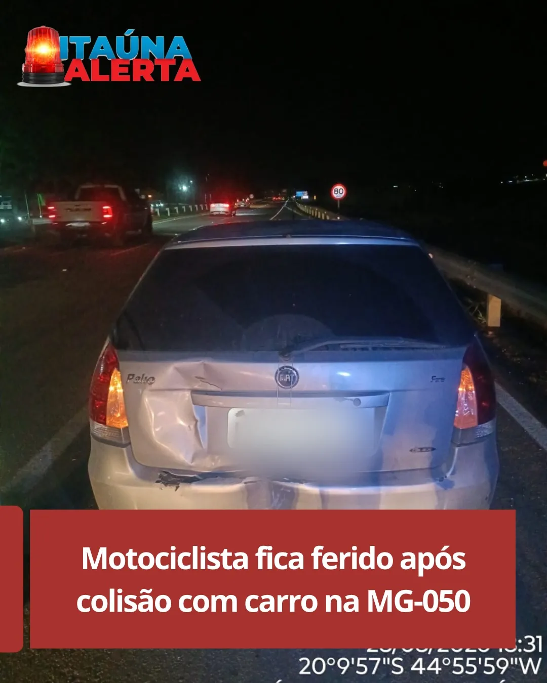 Acidente na MG-050 em Divinópolis deixa motociclista ferido
