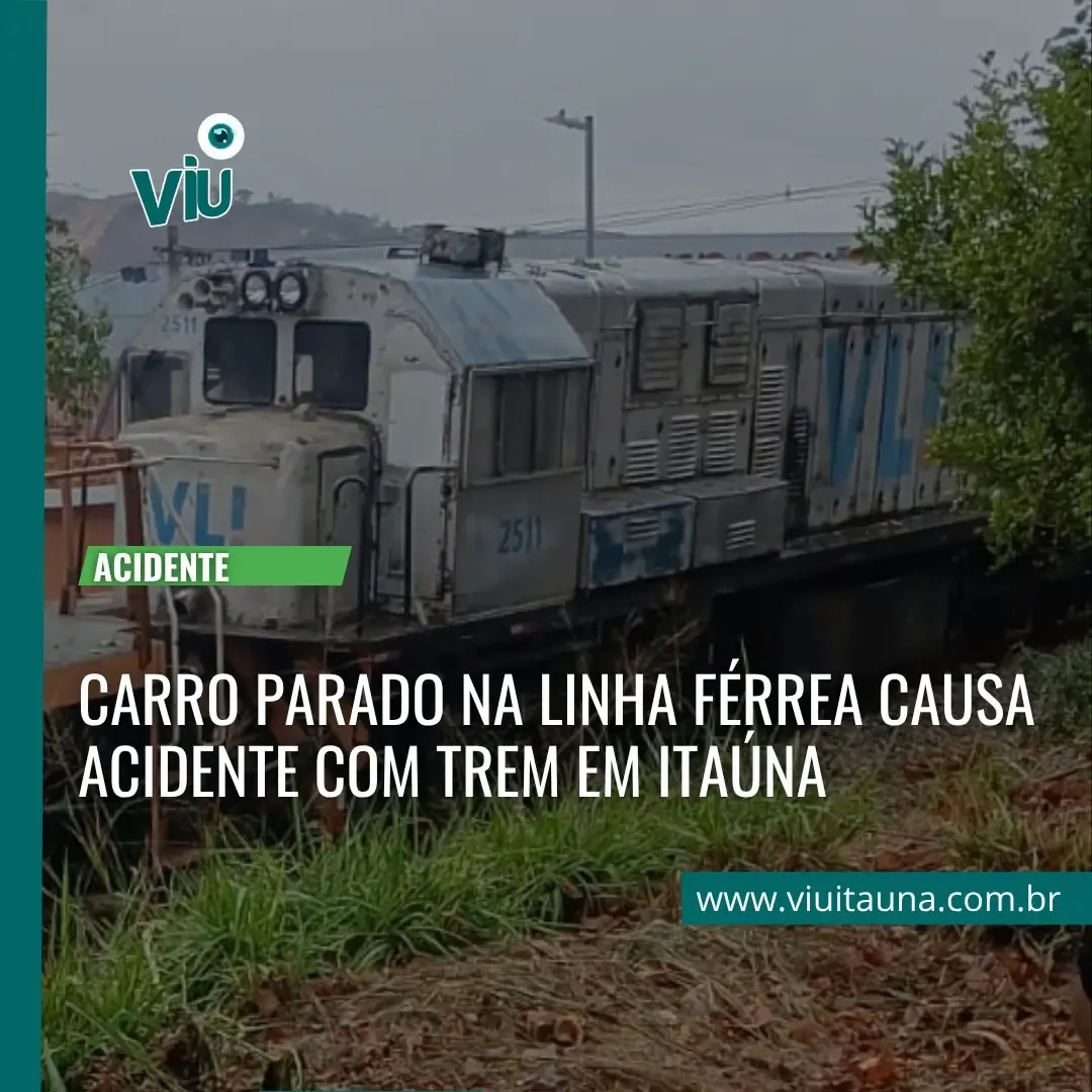 Acidente com trem em Itaúna: carro parado na linha férrea